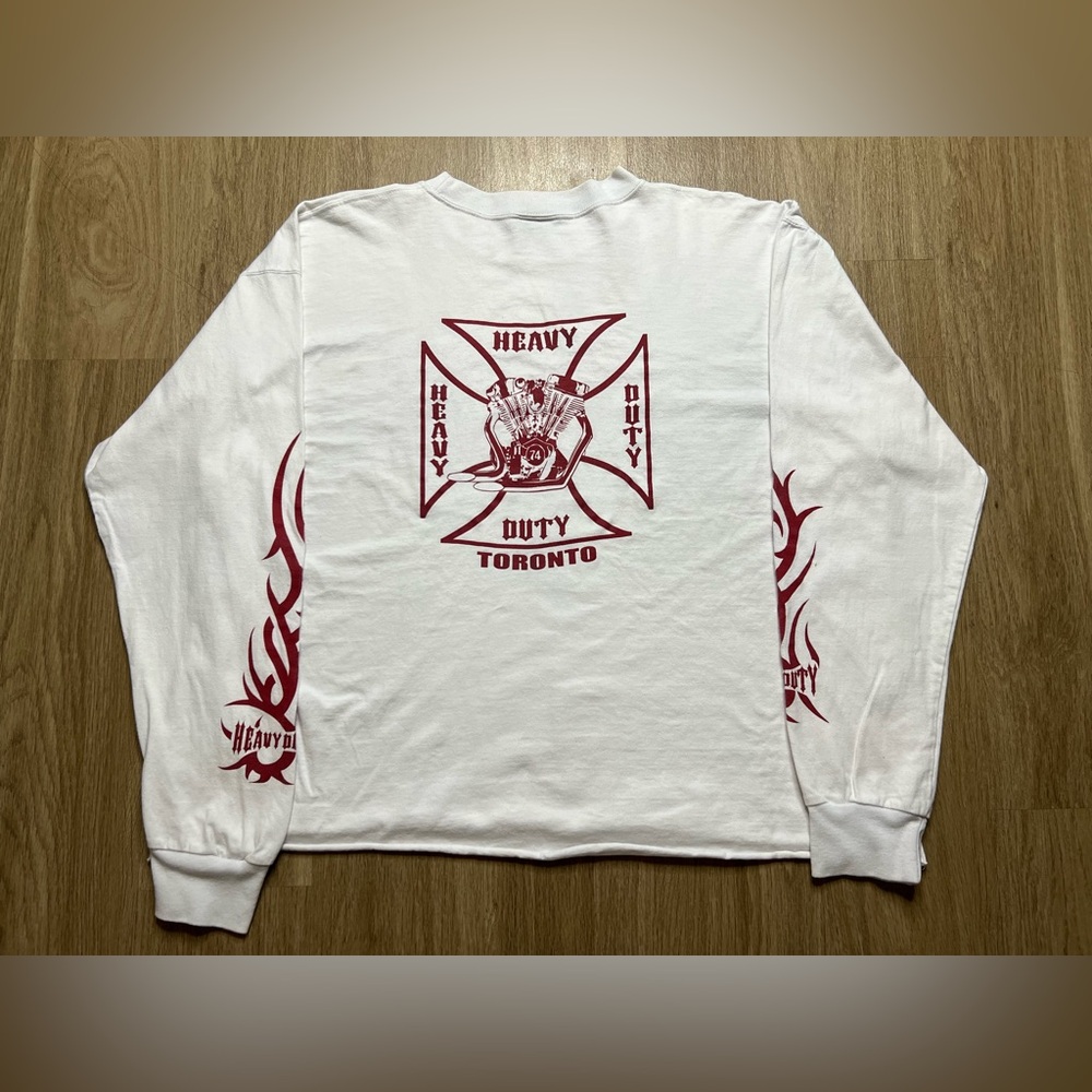 Vintage Donny Petersen Heavy Duty Cycles Toronto long sleeve shirt